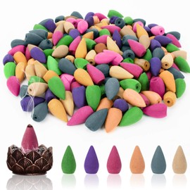 Sukh Backflow Incense Cones for Waterfall - Waterfall Scented Incense Cones 108PCS Backflow Smoke Burning Incense Cones Bulk 6 Different Incense Cones for Ceramic Backflow Waterfall Incense Burner