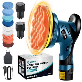 Saker Cordless Automotive Buffering Polisher - 6-inch portable polishing waxing machine kit for automotive details - Color: Polishing Machine Set +2 Battery