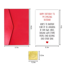 CSMOSJgreetings Happy Birthday Card for Husband, Funny Birthday Card from Him, Happy Birthday to My Amazing Husband Card
