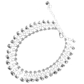 CALLARON Fashion Anklets Chain Tassel Bells Anklet Bracelet for Women Girls Boho Anklet Chain Silver 31X1.3cm