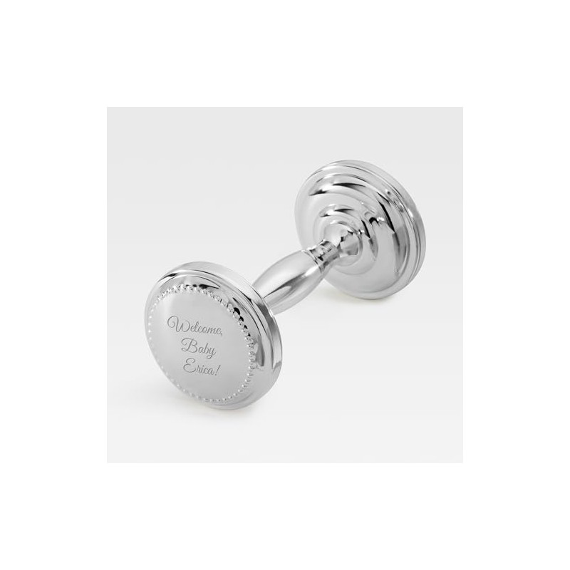 Engraved Silver Beaded Baby Rattle with Gift Box (Free Customization)