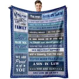 Sqovulw Son in Law Gifts from Mother in Law/Father in Law, Gifts for Son in Law, Gift Ideas for Son-in-Law, Best Son in Law Gifts, Best Son in Law Birthday Gifts Blanket 60x50 Inch