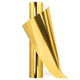 AHIJOY Heat Transfer Vinyl Gold Iron On Vinyl Metallic HTV 12" x 12FT Chrome HTV Vinyl for T-Shirt Garment Fabric Clothing