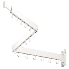 LIENAHU Wall Mounted Clothes Drying Rack, Collapsible, Folding, Retractable - Clothes Hanging Rack (Hooks, White)