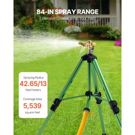 Happybuy Impact Sprinkler on Tripod Base, 2 Packs. Heavy-Duty Tripod Sprinklers with Brass Head & 3/4" NH Connector