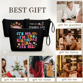 KONSOM Women Gifts for Birthday, Friend Birthday Gifts for Women, Makeup Bag for Fans, Funny Birthday Gifts for Women, Sister, Daughter,Gifts for Music Lovers, Its Me Hi Im the Birthday Girl Its Me