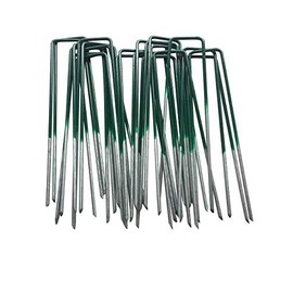 G&B Garden Half Green Artificial Grass Pegs to Pin, Astro Turf, Fake Grass, Weed Membrane, Garden Netting - 4” x 2.9mm Flat Headed Galvanised Securing Pegs (40)