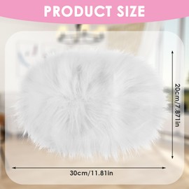 WLLHYF 12 Inch Small Oval Faux Fur Rug Fluffy Rug Cushion Soft Chair Cover Small Area Seat Cushion Couch Pad Nail Mat for Cosmetic Ornament Nail Art Photography