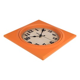 Alarllok Square Wall Clocks Battery Operated 12 Inch- 1950s Style Retro Vintage Clock for Kitchen Living Room Home Decor - Orange