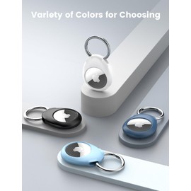 Airtag Holder, 4 Pack Air tag Upgraded Strong Keychain [Tight Fit Design] [Ultra Secure &Non-Slip], Anti-Scratch Airtag Cases, Airtag Accessories for GPS Item Finder Tracker (Black/White/Blue)