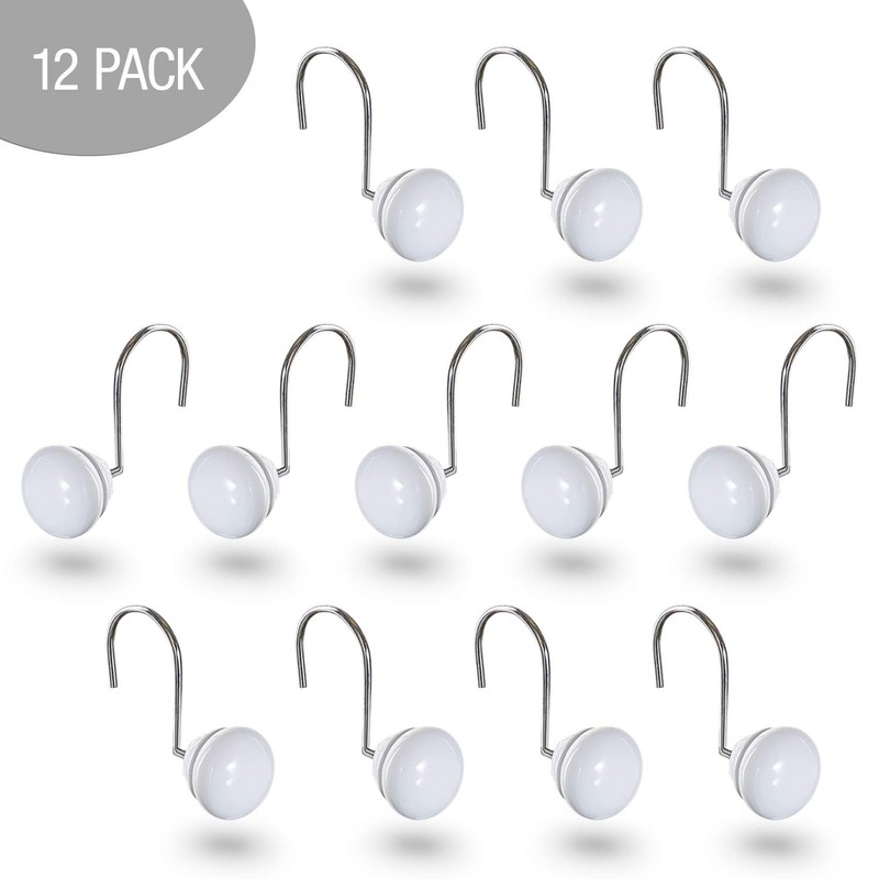 Creative Scents White Shower Curtain Hooks - Set of 12
