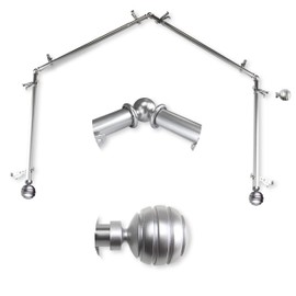 A&F Rod Décor - Dipper 13/16" 4-Sided Bay Window Curtain Rod 28-48 inch (each side) - Satin Nickel