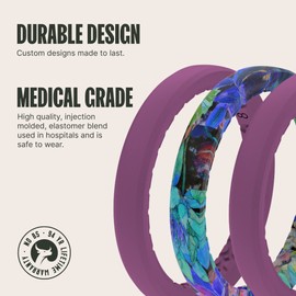 GROOVE LIFE Silicone Wedding Ring for Women - Breathable Rubber Rings for Women, Lifetime Coverage, Unique Design, Comfort Fit Womens Ring - Thin Air Twilight Size 9