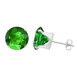 DiamondMuse, Fancy 4 MM – 10 MM Sterling Silver Prong Set Cubic Zirconia Round Stud Earring for Women Daily Wear Fashion Jewelry