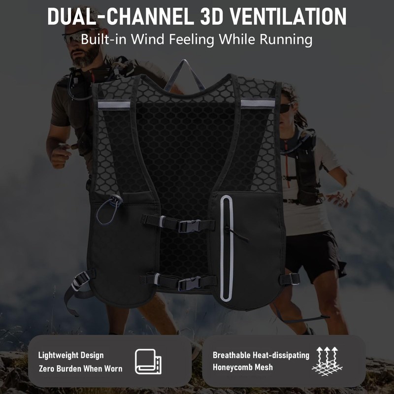 Running Vest with Water Bottles for Women & Men,Breathable Hydration