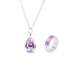 Hamish Anime PMMM Merch Kaname Madoka Necklace Ring Soul Gem Core Set Necklace Ring Cosplay Anime Accessories Anime Props Creative Lightweight for Fans