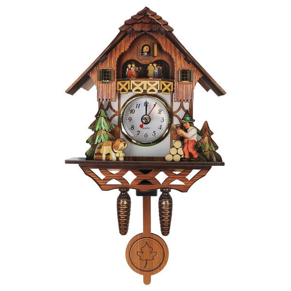 BESPORTBLE Traditional Forest Wood Clock,Cuckoo Clock Traditional Chalet Clock,Retro Cuckoo