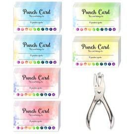 300 Pack Reward Punch Cards, Classroom Incentives Punch Card with Hole Puncher, Reward Chart Cards Punch Cards Progress Punch Cards for Classroom Home School Motivation Supplies