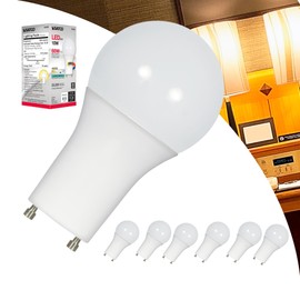 Satco S8482 10W A19 LED Bulb, 4000K Cool White, GU24 Bi-Pin Base, 800 Lumens, Frosted Finish, 90+ CRI, 220° Beam, Dimmable, Enclosed Fixture Rated, 120V, 25,000 Hour Life, Type A LED Lamp (6 Pack)