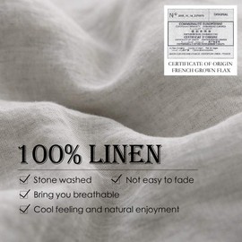 Simple&Opulence 100% Linen Duvet Cover Set 3pcs Stone Washed Natural French Flax Basic Style Solid Color Bedding with Button Closure (Queen, Linen)