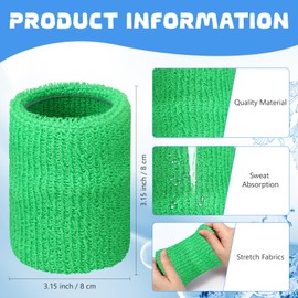 6 Pcs Sports Wristbands Sports Absorbent Wristband Wrist Athletic Sweat Bands for Kids Women and Men Sweat Band for Tennis Basketball Football Running Gymnastics Golf Working Out (Light Green)