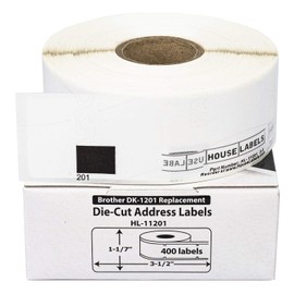 HOUSELABELS Compatible with DK-1201 Replacement Roll for Brother QL Label Printers; 400 Address Labels; 1-1/7" x 3-1/2" (29mm*90mm) - 50 Rolls