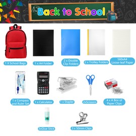 Gilprop 81 Pcs School Supply Kit with Backpack Back to School Supplies Bundle Bulk School Essentials for Elementary Middle High School Students Includes Folders Notebooks Pencils and More(Red)