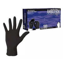 Ambiderm Guantes Látex Negro Sin Polvo Ambiderm Chico C/100 Guantes