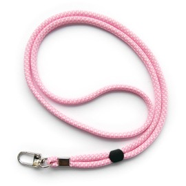 trage.band® Long Adjustable Lanyard Neck Strap with Carabiner Hook, White/Pink