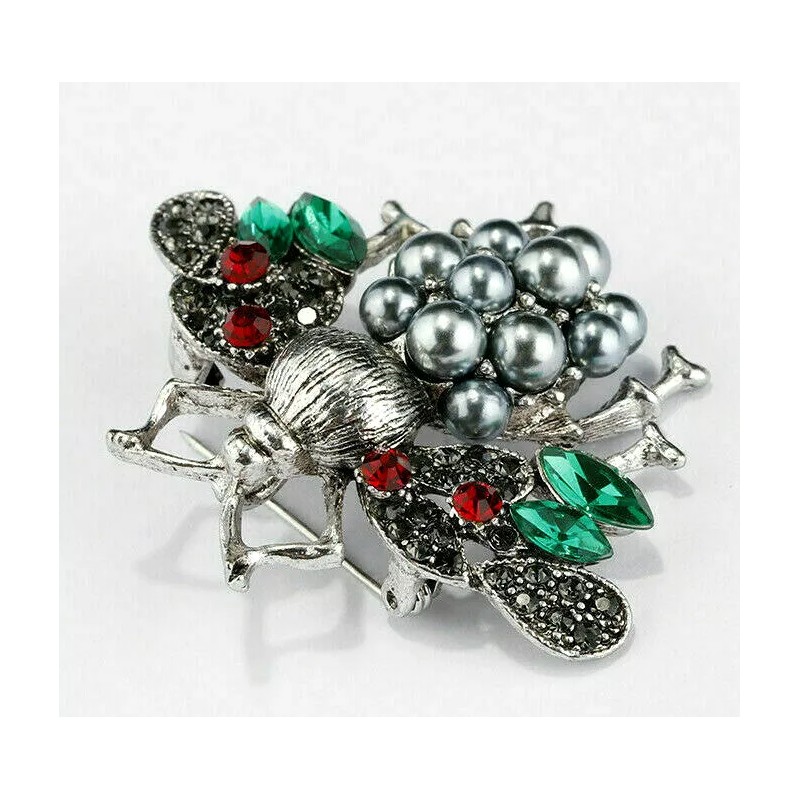 Unbranded ELEGANT Silver Pearl HONEY Bumble BEE Rhinestone Necklace Pendant