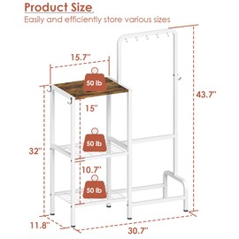 Mocomax 3-Tier Pot and Pan Organizer Rack, Free Standing Cookware Storage Stand, Multifunctional Metal Corner Shelf Holds 50LB, Pan Pot Lid Tower Holder with 8 Hooks for Kitchen Pantry and Home, White