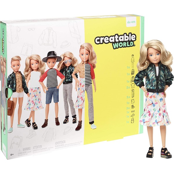 Creatable World Deluxe Character Kit Customizable Doll with Blonde Wavy Hair, 6 Pieces Doll Clothes, 3 Pairs Shoes and 2 Accessories, Creative Play for All Kids 6 Years Old and Up