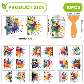 arricraft 10 Pcs Doodle Animals Pattern PVC Cup Transfer Stickers, Funny Monkey Cat Rabbit UV Waterproof Cup Sticker Kit for 16 oz Glasses Window Home Printing Decoration