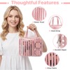 Edelefas Clear Pink Striped PVC Makeup Bag, Large 10.2 x