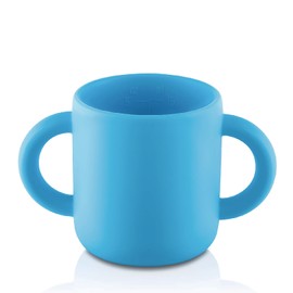 Silicone Training Cup for Infants - 2 easy- grip handles - Baby Open Cup 5 oz, Great for Toddlers, Infants, Babies, Children (Navy Blue)