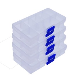 Yansanido 4 Pcs 10 Grids 5 Inch x 2.5 Inch Adjustable Small Removable Clear Plastic Jewelry Organizer Divider Storage Box Jewelry Earring Tool Containers (White (10-Grid) 4pcs)