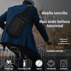 Bolso para Hombre Antirrobo Mochila Cruzada Ligera y Impermeable Bolso de Pecho Grande Bandolera Hombre Sling Bag para Caminar,senderismo,Viajar, Actividades al Aire Libre,ykk zipper