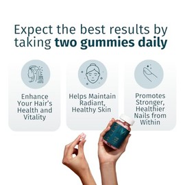 WEEM Hair Skin and Nails Gummies - Supports Healthy Hair - Vegan biotin Vitamins for Women & Men Supports Faster Hair Growth, Stronger Nails, Healthy 