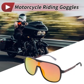 X AUTOHAUX 1 Set Motorcycle Riding Goggles Tri-Acetyl Cellulos UV400 Outdoor Sports Sunglasses for Motocross Dirt Bike ATV Red Lens Black Red Frame