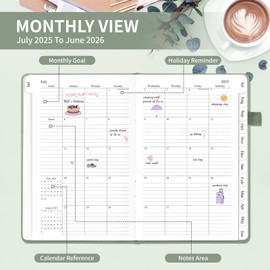 Planner 2025-2026, Weekly and Monthly Planner with Tabs from Jul 2025 - Jun 2026, A5 Hardcover Calendar Notebook with Date for School & Office Schedule, 5.8"×8.3", Sage Green