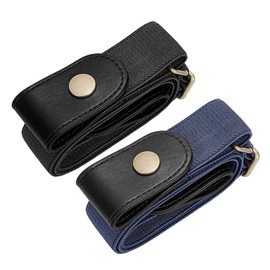SUOSDEY Ladies Elastic Belt Women Mens No Buckle Belt Black Adjustable Stretch Jeans Waist Belt