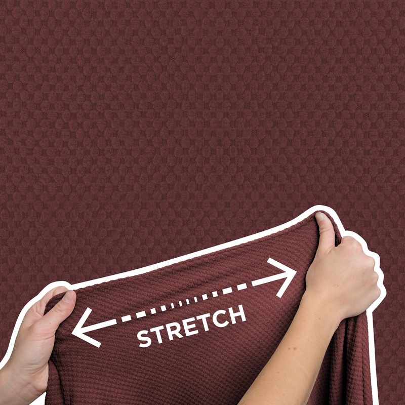 Maytex Pixel Ultra Soft Stretch Back Arm Furniture Cover Wine