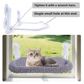 AIWIKIDE Cat Window Perch with Cushion Rim, Easy Install Bracket, Portable Wall Hammock for Indoor Cat, Grey