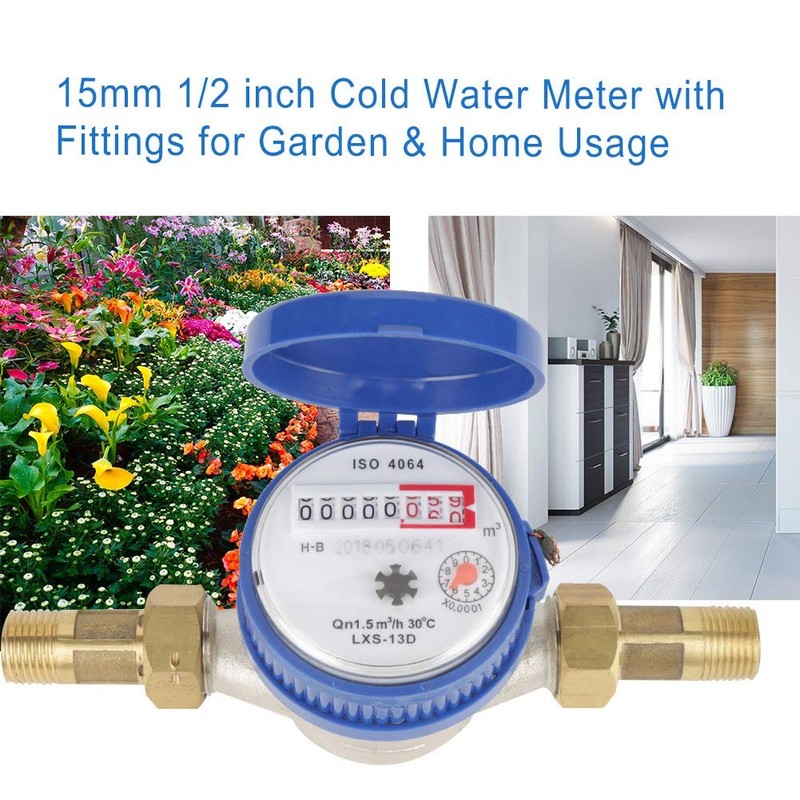 Cold Water Meter 15mm 1/2 inch Arbitrary Rotation Function Water