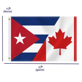 2×3 FT Cuba Canada Friendship Flag,Medium 60×90 CM Cuban Canadian Outdoor Banner,100D Decor,Doube Side Printing For Patio Garden With Brass Gromment