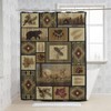 Retro Rustic Shower Curtain, Moose Deer Bear Leaf Tree Country