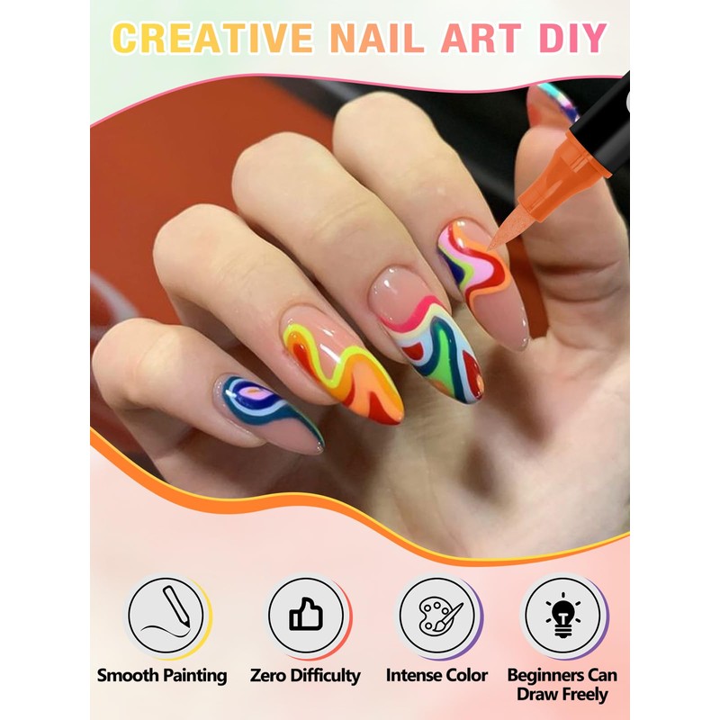 48 Colors Nail Art Pens Set 3D Acrylic Paint Nail