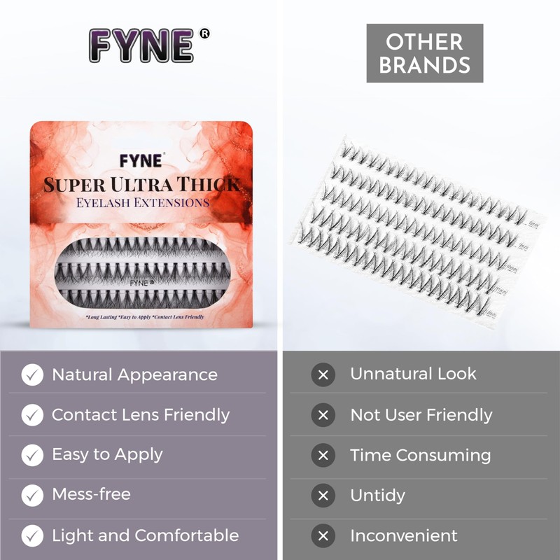 FYNE Super Ultra Thick Individual Eyelashes - 60 Short Invidivdual