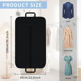 2-Pack Suit Garment Bags Black Full Zipper Foldable Storage Cover for Hanging Clothes and Travel (60 * 100cm)
