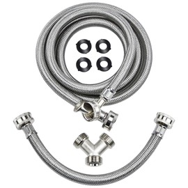 Steam Dryer Hose Installation Kit - 6 Ft 90 Degree Elbow Stainless Steel Hose,1ft Inlet Adapter And Y Connector,Fits All Normal Household Water Supply Lines by TOMOON